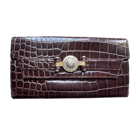 Gianni Versace Handbags - Gianni Versace Medusa Crocodile Long Wallet